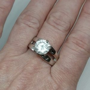 Vintage Rhinestone Solitaire Ring Size 8